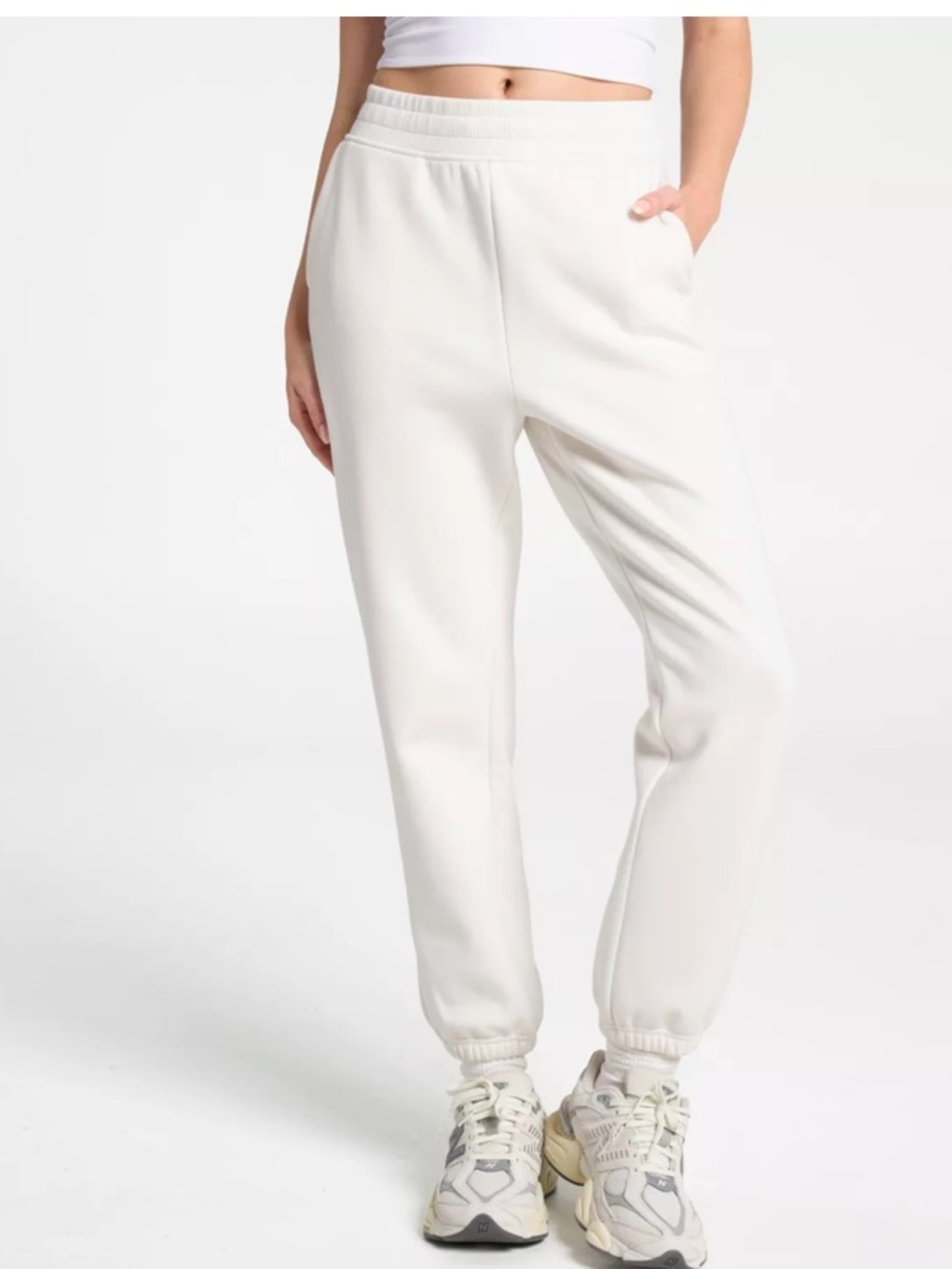 CALIA Women's Soft Scuba Brushed Fleece Cinch Jogger, Cloud Cover